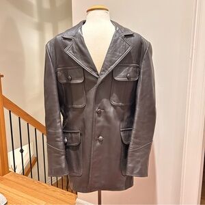 Vintage Late 60’s Early 70’s Men’s Leather Jacket Ozzy Osbourne Style Size 42